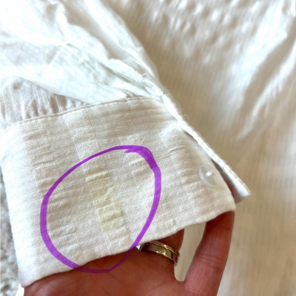 The Nines by Hatch maternity white cotton striped lightweight button-down top XL - Picture 8 of 8